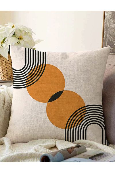 Realhomes Sun Design Digital Printed Μοντέρνο Πλεκτό Μαξιλάρι - Κάλυμμα μαξιλαριού Raschel Throw