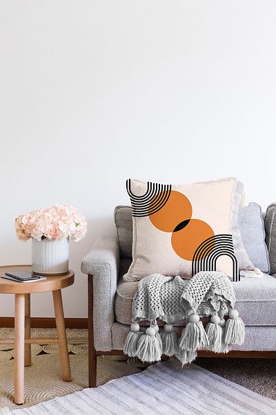 Realhomes Sun Design Digital Printed Μοντέρνο Πλεκτό Μαξιλάρι - Κάλυμμα μαξιλαριού Raschel Throw