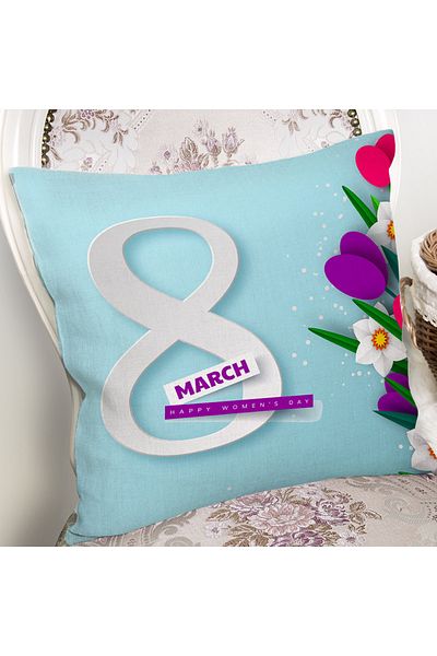 Realhomes Design personalizat 8 martie cu model de flori, imprimat digital, husă de pernă modernă
