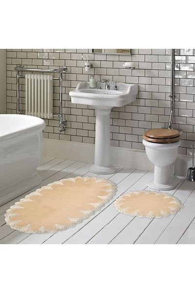 Alanur Home Zara Oval 2-Piece Bathroom Set (65 X 115 - 55 X 65 ) Cappuccino