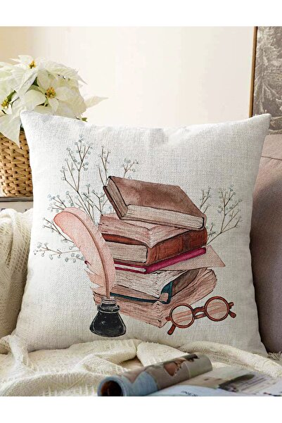 Realhomes Retro Defter & Tüylü Kalem Tasarımlı Dijital Baskılı Modern Raşel Ö...