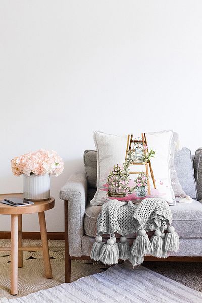 Realhomes Πακέτα λουλουδιών Προσαρμοσμένης σχεδίασης Ψηφιακή τυπωμένη μοντέρνα ριχτάρι μαξιλαροθήκη Raschel