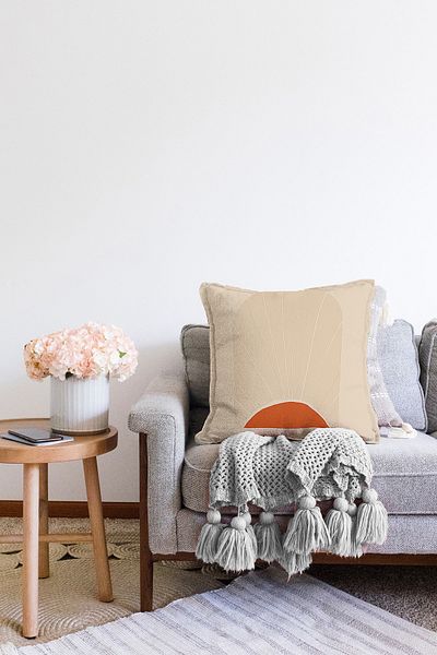 Realhomes Плетена възглавница Sunrise Design Raschel - Дигитален печат на калъфка за възглавница