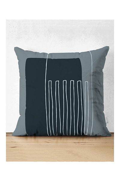 Realhomes Husă de pernă decorativă din piele întoarsă imprimata digitala cu desen Onedraw in stil abstract