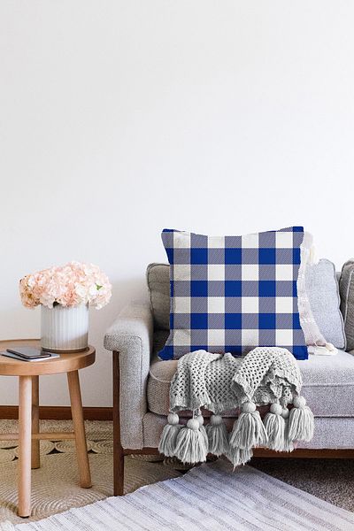 Realhomes Husă de pernă pentru pernă tricotată modern Raschel cu design în carouri bleumarin