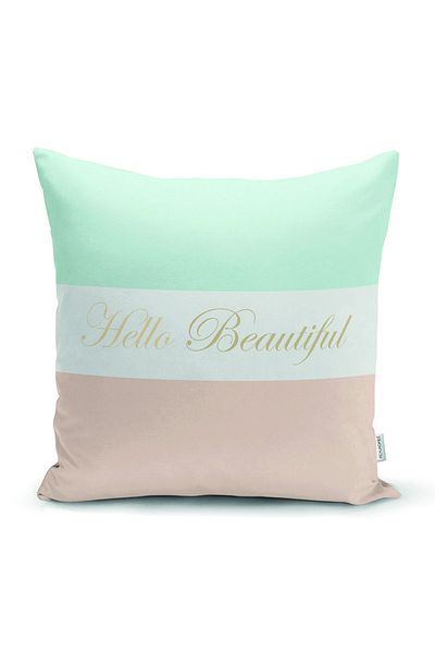 Realhomes Hello Beautiful Mint Green & Tan Digital Printed Μοντέρνο Μαξιλαροθήκη Ριχτάρι