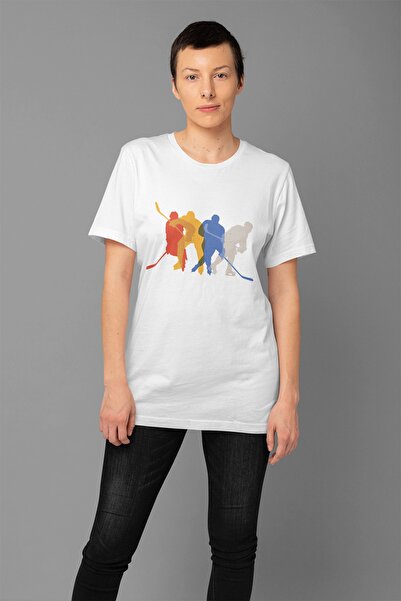 ErTaPassage Jucători de hochei albi cu imprimeu femei tricou - T7241515