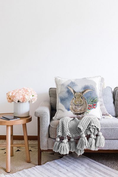 Realhomes Ειδικού σχεδιασμού Ψηφιακή τυπωμένη διακοσμητική Raschel πλεκτή μαξιλαροθήκη με σχέδιο κουνελιού