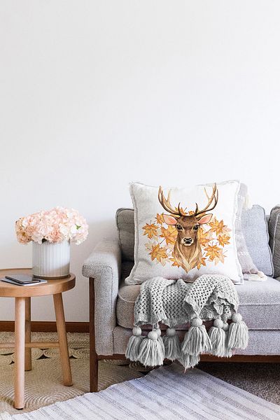Realhomes Husă de pernă tricotată decorativă Raschel, cu design detaliat, cu frunze de aur
