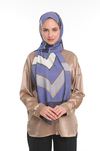19V69 ITALIA Saks Powder Dark Blue Modal Series Shawl with Scarf Hanger 75x200 cm
