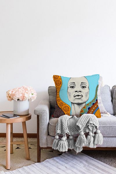 Realhomes Fată de pernă tricotată decorativă Raschel, cu motive etnice africane, cu imprimare digitală