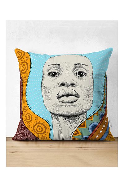 Realhomes Husă de pernă decorativă din piele întoarsă cu imprimeu digital cu motiv etnic african pentru fete