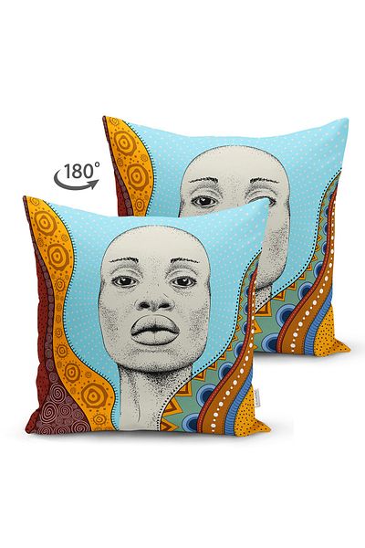 Realhomes Husă de pernă decorativă din piele întoarsă cu imprimeu digital cu motiv etnic african pentru fete