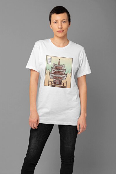 ErTaPassage Γυναικείο μπλουζάκι White Japanese Castle με τύπωμα - T4747175