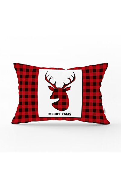 Realhomes Merry Xmas Ekose Tasarımlı Dijital Baskılı Dekoratif Dikdörtgen Kır...