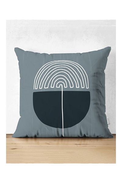 Realhomes Husă de pernă decorativă din piele întoarsă imprimata digitala cu desen Onedraw in stil abstract