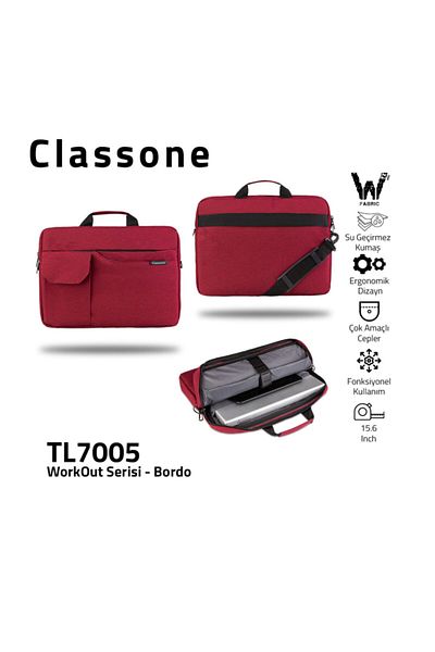 Classone Tl7005 Workout 15.6 بوصة قماش مقاوم للماء، ماك بوك ماك اير، نوت بوك، حقيبة يد للكمبيوتر المحمول - عنابي