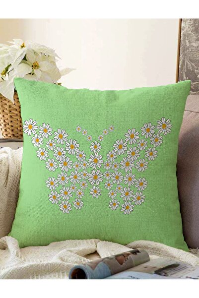 Realhomes Πράσινο φόντο Daisy to Butterfly Design Ψηφιακή τυπωμένη μοντέρνα R...