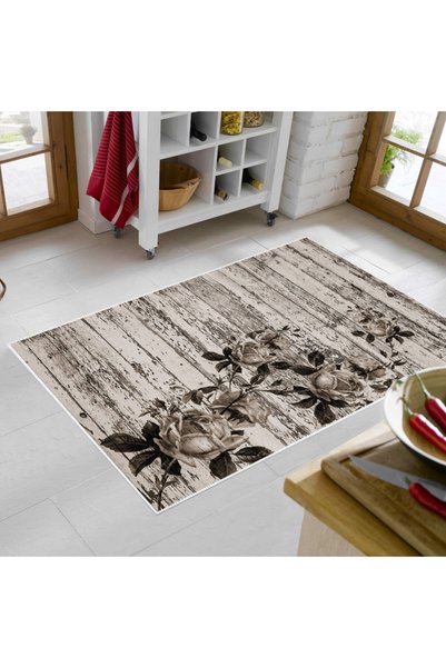 Alanur Home Alanur Trend Keçe Tabanlı Mutfak Halı Mu13 Kahve