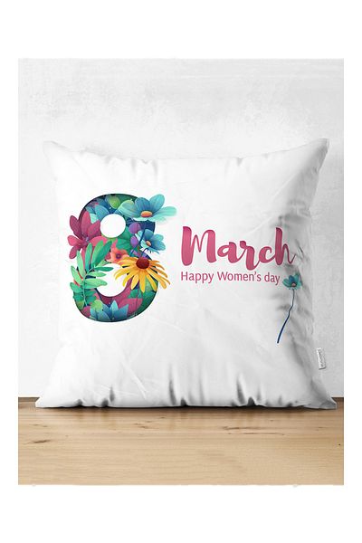 Realhomes Προσαρμοσμένη σχεδίαση 8 Μαρτίου Happy Women's Day Digital Printed Μοντέρνα Μαξιλαροθήκη Ριχτάρι Suede