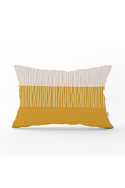 Realhomes Çizgili Retro Tasarımlı Dijital Baskılı Dekoratif Dikdörtgen Kırlen...