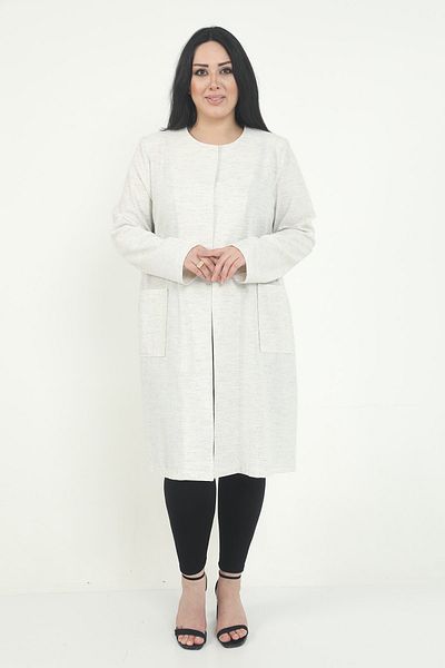 DISENTIS MODEST Ecru Gray Melted Round Collar Jacket - Pocketed and Unlined