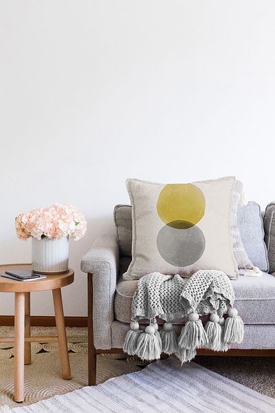 Realhomes Sun & Moon Artistic Illustrated Digital Printed Διακοσμητικό Raschel Πλεκτό Μαξιλαροθήκη Ριχτάρι