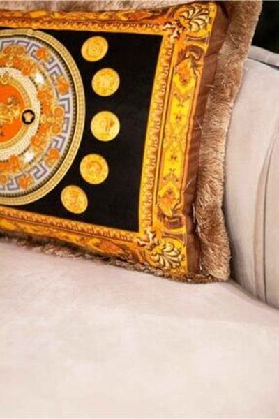 ADAHOME Pillow Brown Baroque Style Decorative Bead Fiber Filled Throw Pillow