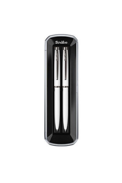Scrikss 108m Prestige Ballpoint Versatil Pen Set White Crystal Box