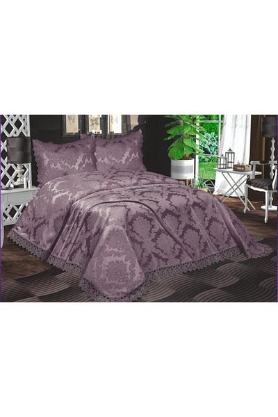 bursa çeyiz Plum Azalea French Laced Aden Double Bedspread