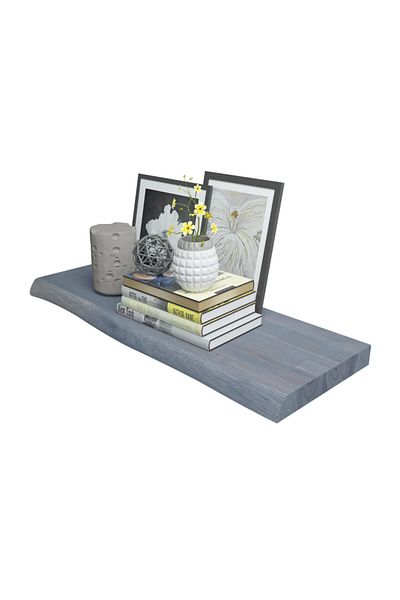 INTERBUILD REAL WOOD Interbuild Floating Wall Shelf,Solid Acacia,Fsc,70X25X3,8 Cm,Fj,Natural Edged,Dusk Gray