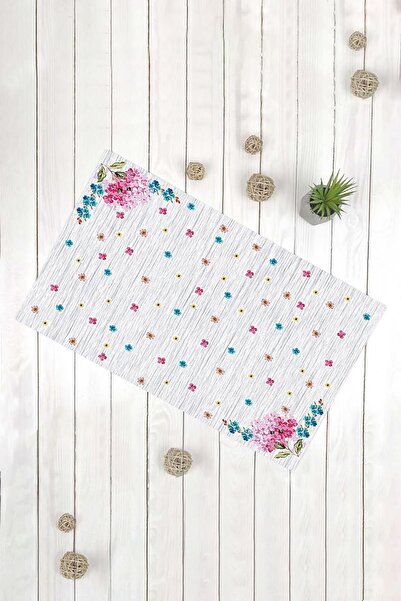 Evsebu Γκρι ρίγες δαπέδου Μίνι λουλούδια Διακοσμητικό χαλάκι πόρτας πολλαπλών χρήσεων