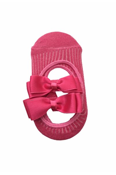 SayaSocks Kız Bebek Fiyonklu Pembe Babet Çorap