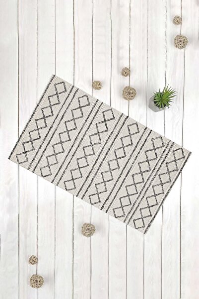 Evsebu سجادة باب مزخرفة متعددة الأغراض باللون الرمادي على شكل مخطط