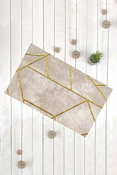 Evsebu Διακοσμητικό χαλάκι πόρτας πολλαπλών χρήσεων ριγέ βιζόν χρυσό