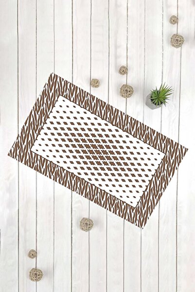 Evsebu Διακοσμητικό χαλάκι πόρτας πολλαπλών χρήσεων με μοτίβο καφέ λευκής ζέβρας