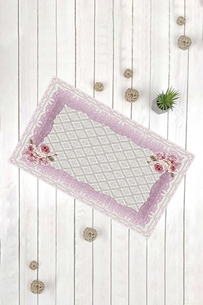 Evsebu Pink Lace And Rose Multi-Purpose Decorative Door Mat