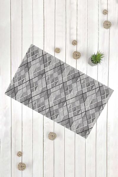 Evsebu Gray Cross Line Multi-Purpose Decorative Door Mat