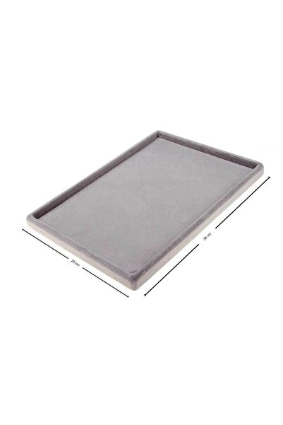 Stil Kutu طاولة عرض المجوهرات باللون الرمادي من جلد الغزال المحلي