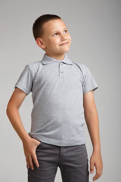 Dragora Χτενισμένο Cotton Polo Lack Grey School T-shirt