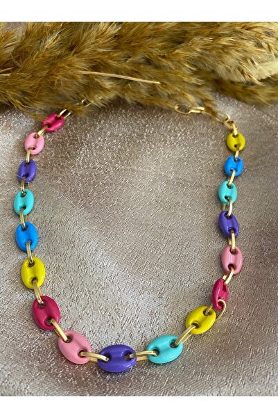 Markiz Takı قلادة زر ملونة 42 سم