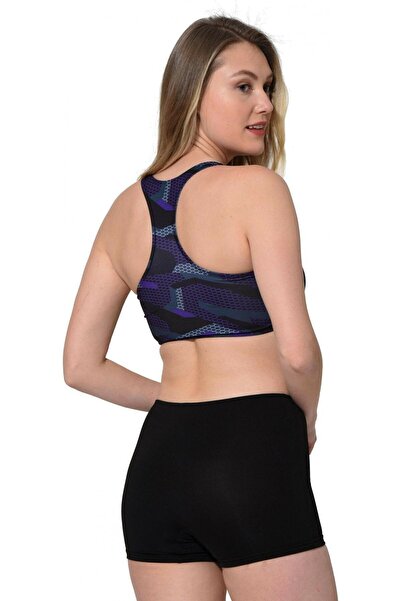 Argisa Patterned Patterned Badili Swim Bikini with Shorts 5523 Patterned Black