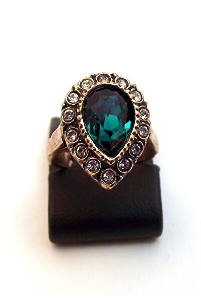 Aşina Gümüş Anneler Günü Hediyesi Elmas Montür Damla Taşlı Zümrüt Yüzük Sevgi...