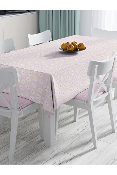 Realhomes Față de masă decorativă imprimată digital, cu design de margaretă d...