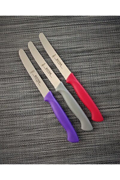 Solingen Rıtter Tırtıklı Sebze Doğrama Bıçağı 3'lü Mor-kırmızı-Gri