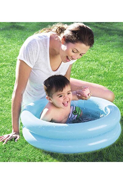 BESTWAY Şişme Bebek Havuzu 2 Halkalı Taban Desenli Mavi Bestway 51061