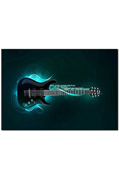 Cakatablo Ahşap Tablo Elektro Gitar Işıklı Görsel (25x35 Cm Boyut)