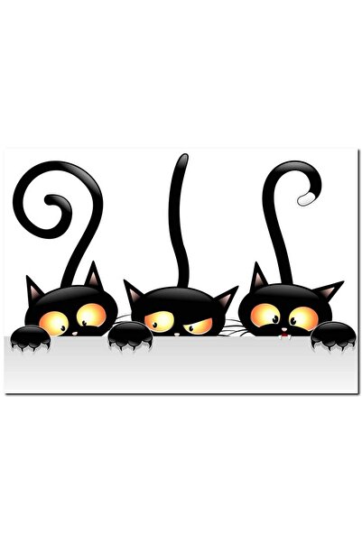 Cakatablo Ξύλινος πίνακας με αστείο εικονογραφικό σχέδιο τριών γατών (μέγεθος...