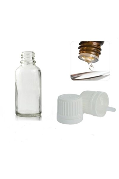 GALENİK Şeffaf Cam Şişe 30ml Beyaz Kapak Içten Damlalıklı