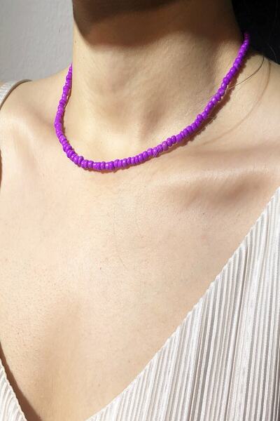 Karlay Women's Purple Color Bead Necklace